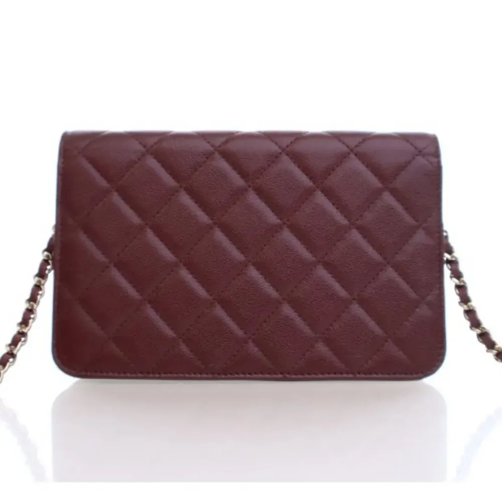 Chanel Burgundy Caviar Seasonal Wallet On Chain